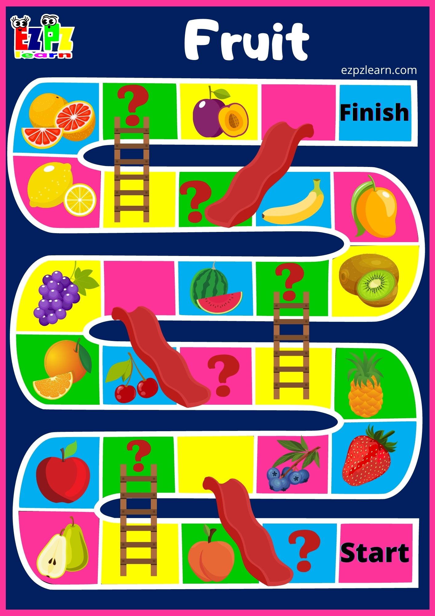 Fruit Slides and Ladders Game
